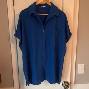Women's Blue Button Down Shirt